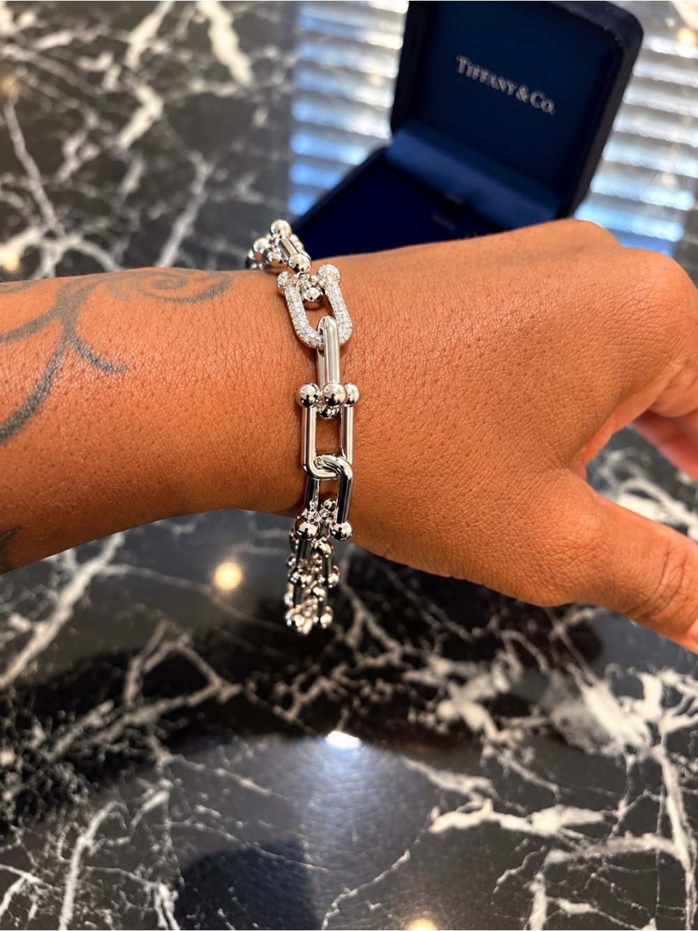 Tiffany & Co. Silver Link and PavΓ© Bracelet